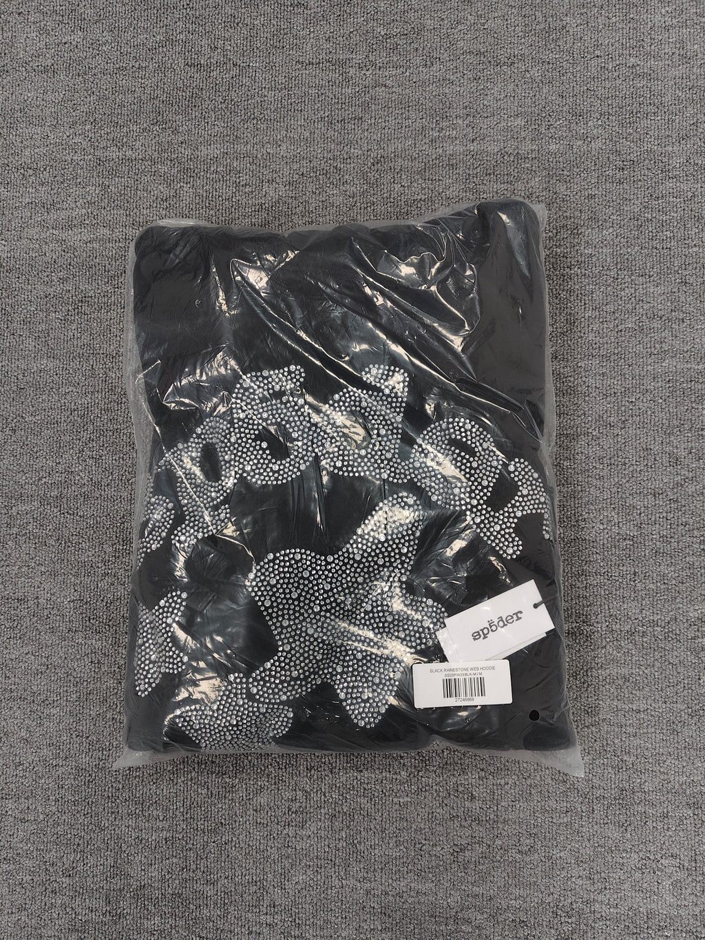 a Sp5der black rhinestone star logo hoodie