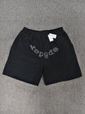 Sp5der OG Web V2 Phantom shorts in black feature a prominent rhinestone logo