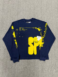 navy blue Sp5der X-Ray Longsleeve featuring bright yellow graphics on the front and sleeves