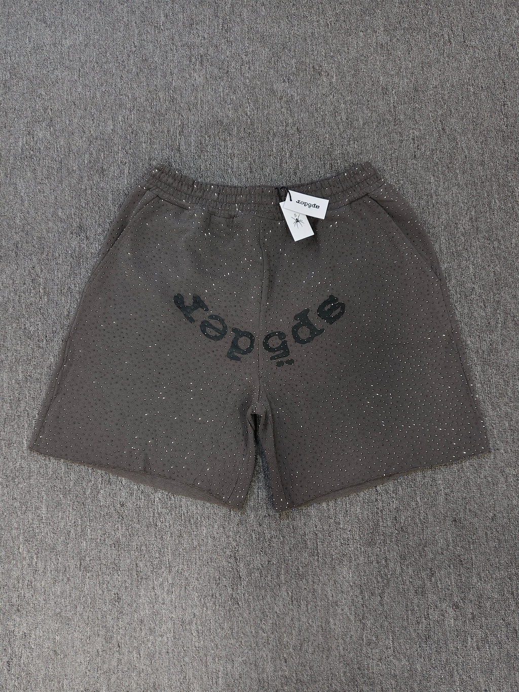 Multicolor Sp5der VVS shorts featuring all-over rhinestone details