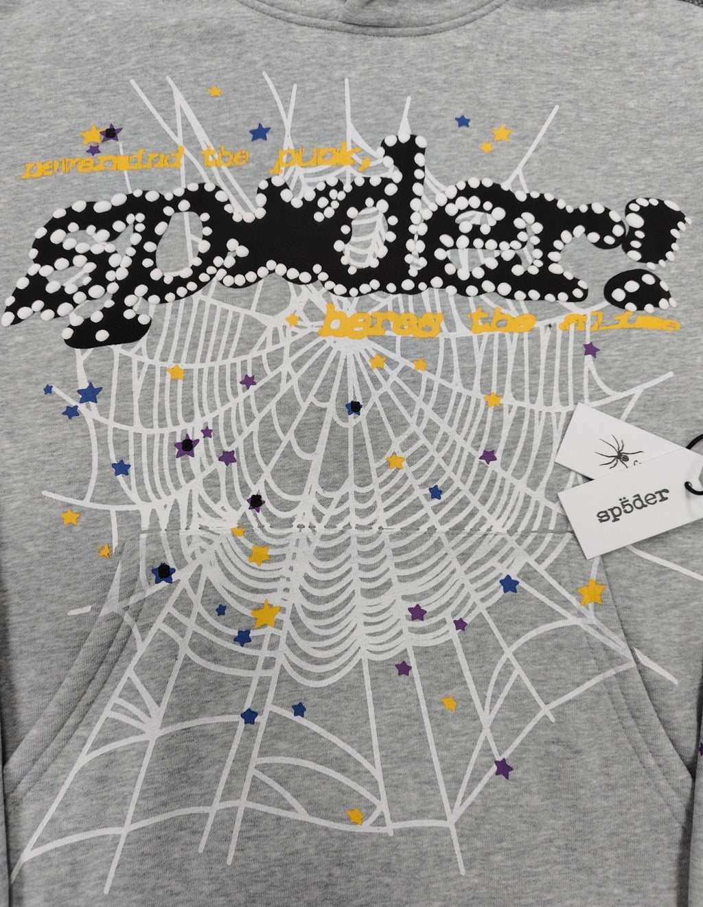 gray Spider Worldwide (SP5DER) web hoodie.