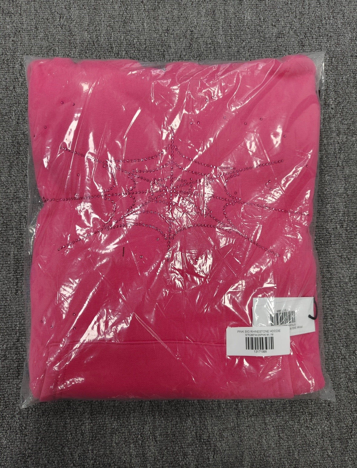 Sp5der Rhinestone Silk Hoodie
'Pink'