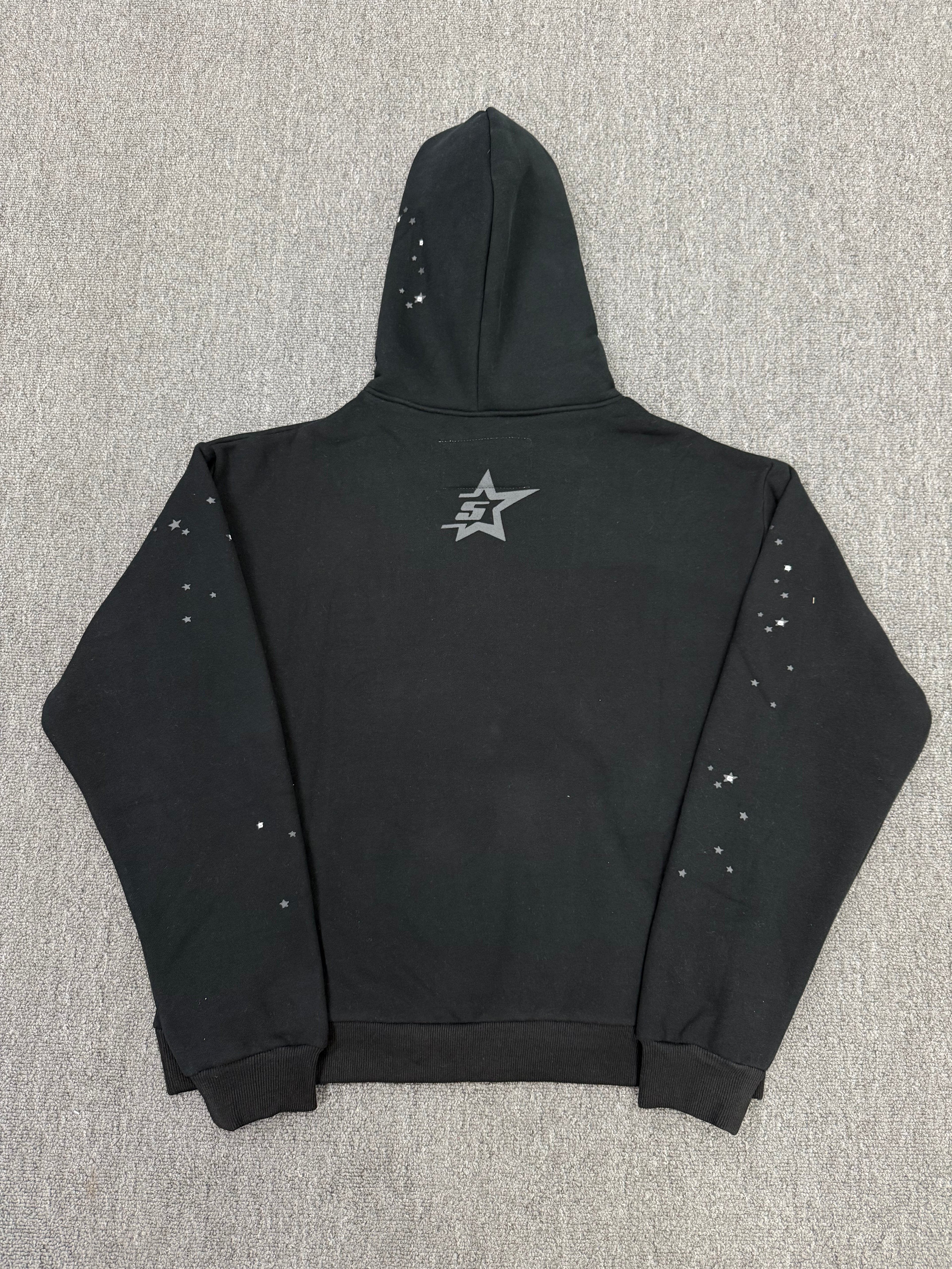 Sp5der Rhinestone Punk V2 hoodie in black with rhinestone web graphics