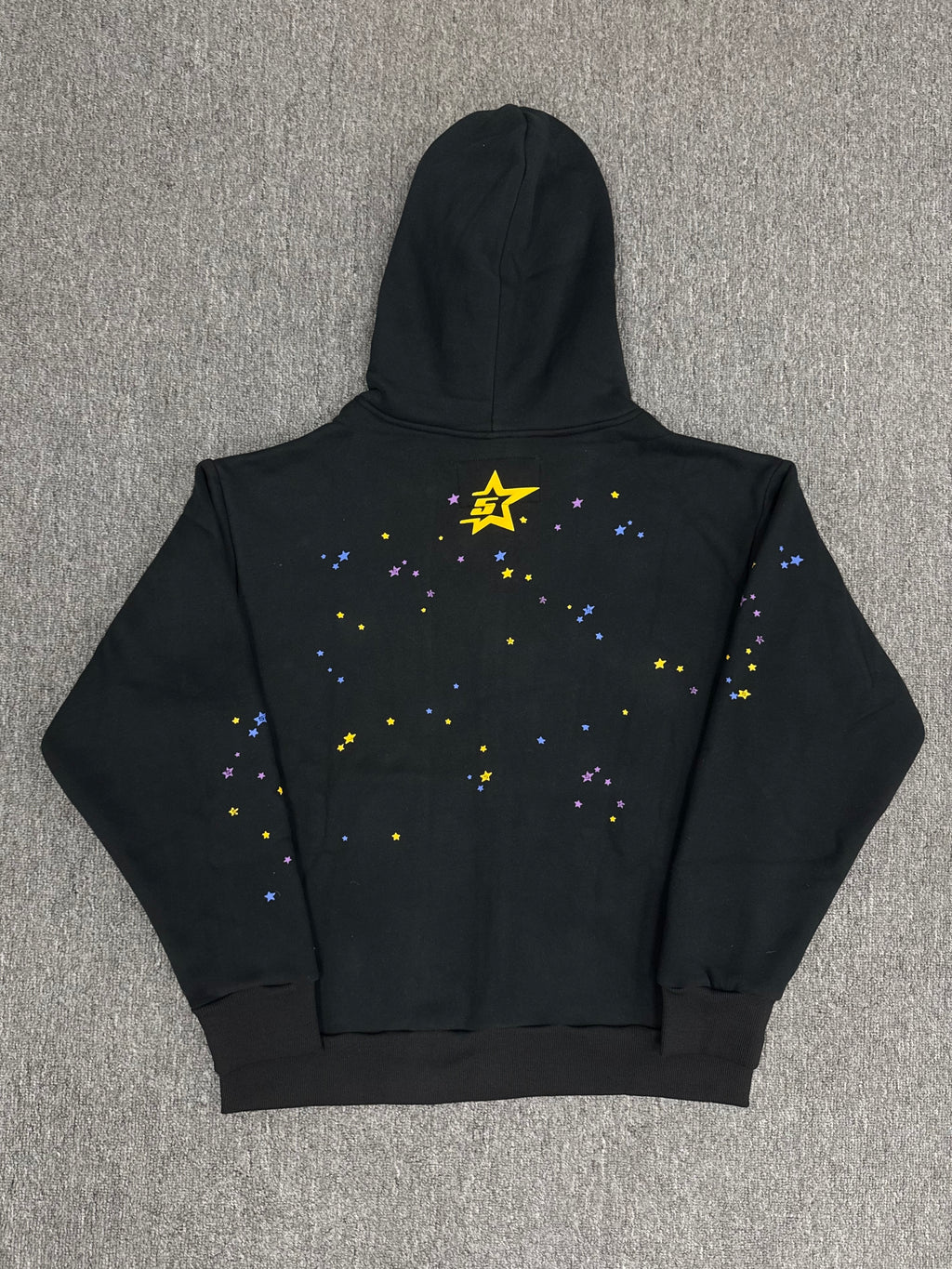 black Sp5der Punk V2 Zip Up hoodie features a pink logo and a large spider web graphic