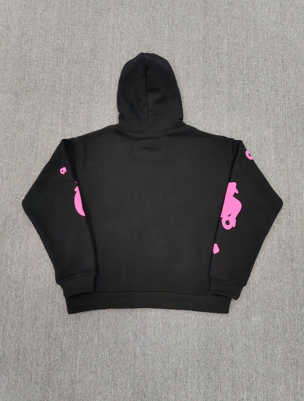 Sp5der Angel Number Beluga Hoodie in black with pink graphics