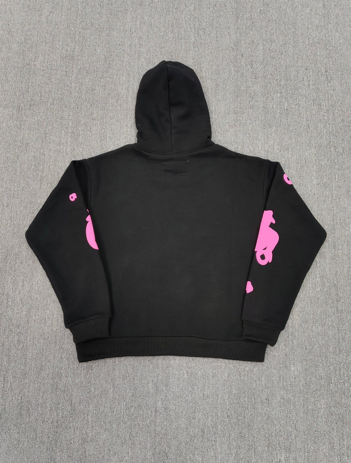 Sp5der Angel Number Beluga Hoodie in black with pink graphics
