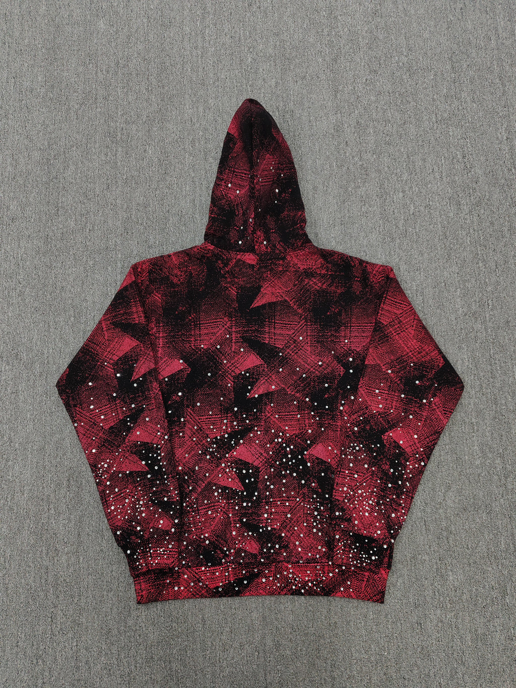 a Sp5der Star Plaid Full Zip Hoodie in a red and black plaid pattern