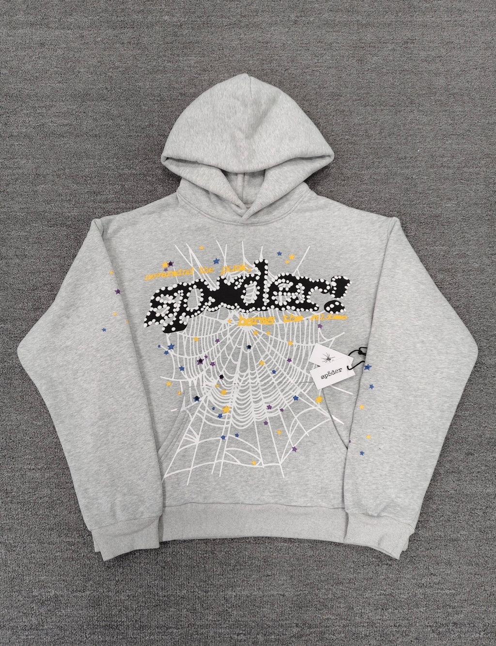 gray Spider Worldwide (SP5DER) web hoodie.