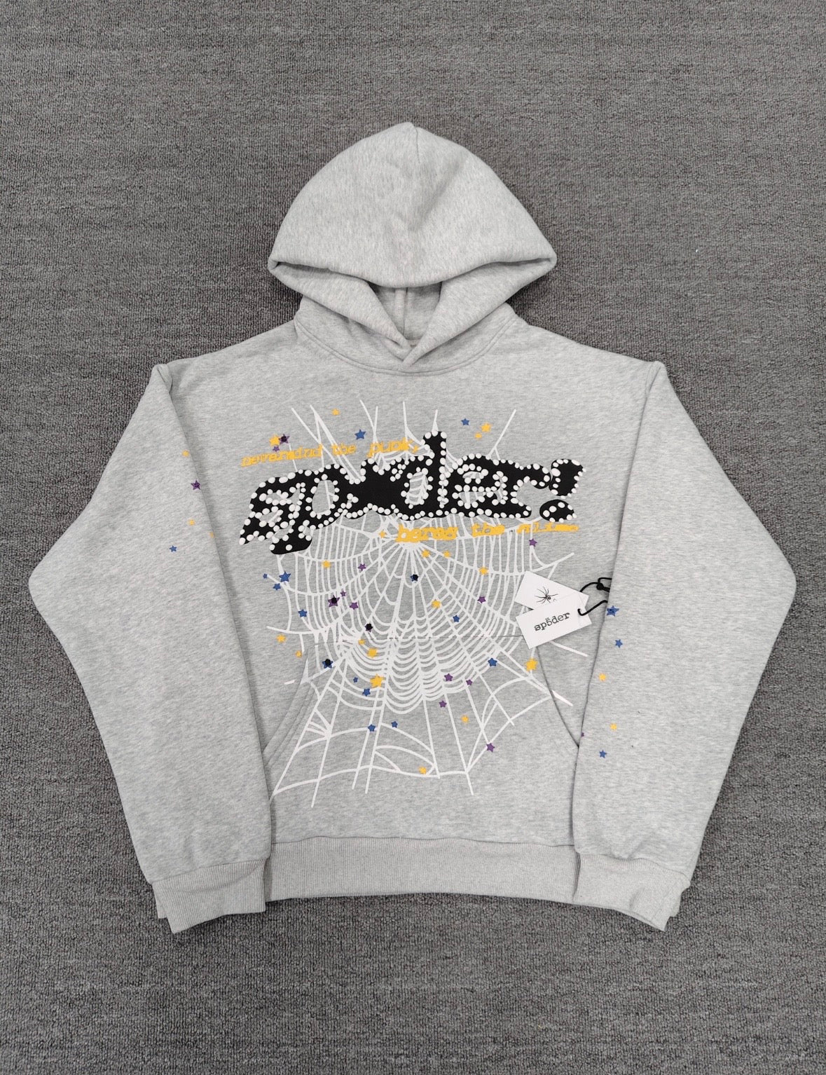 gray Spider Worldwide (SP5DER) web hoodie.