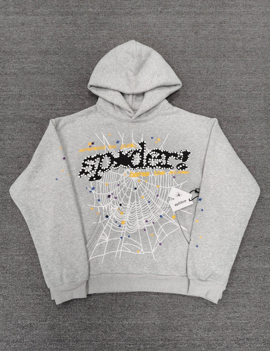 gray Spider Worldwide (SP5DER) web hoodie.