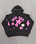 Sp5der Angel Number Beluga Hoodie in black with pink graphics