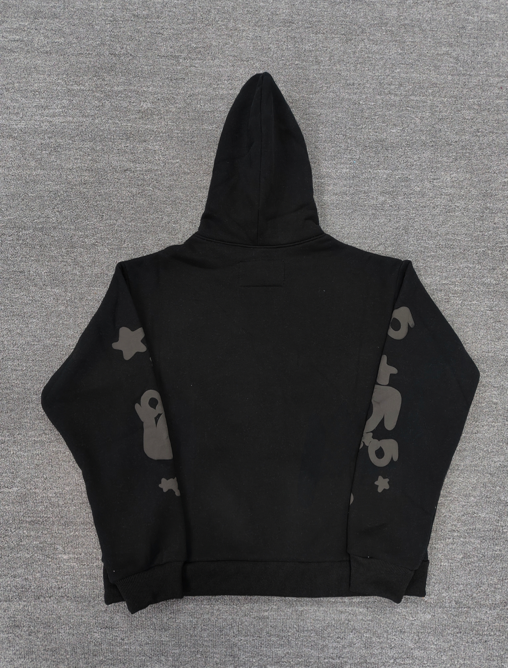 a Sp5der Reflective Beluga Hoodie in Black, featuring large reflective graphics