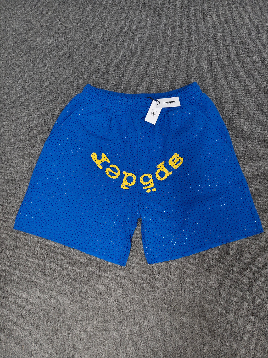 Multicolor Sp5der VVS shorts featuring all-over rhinestone details