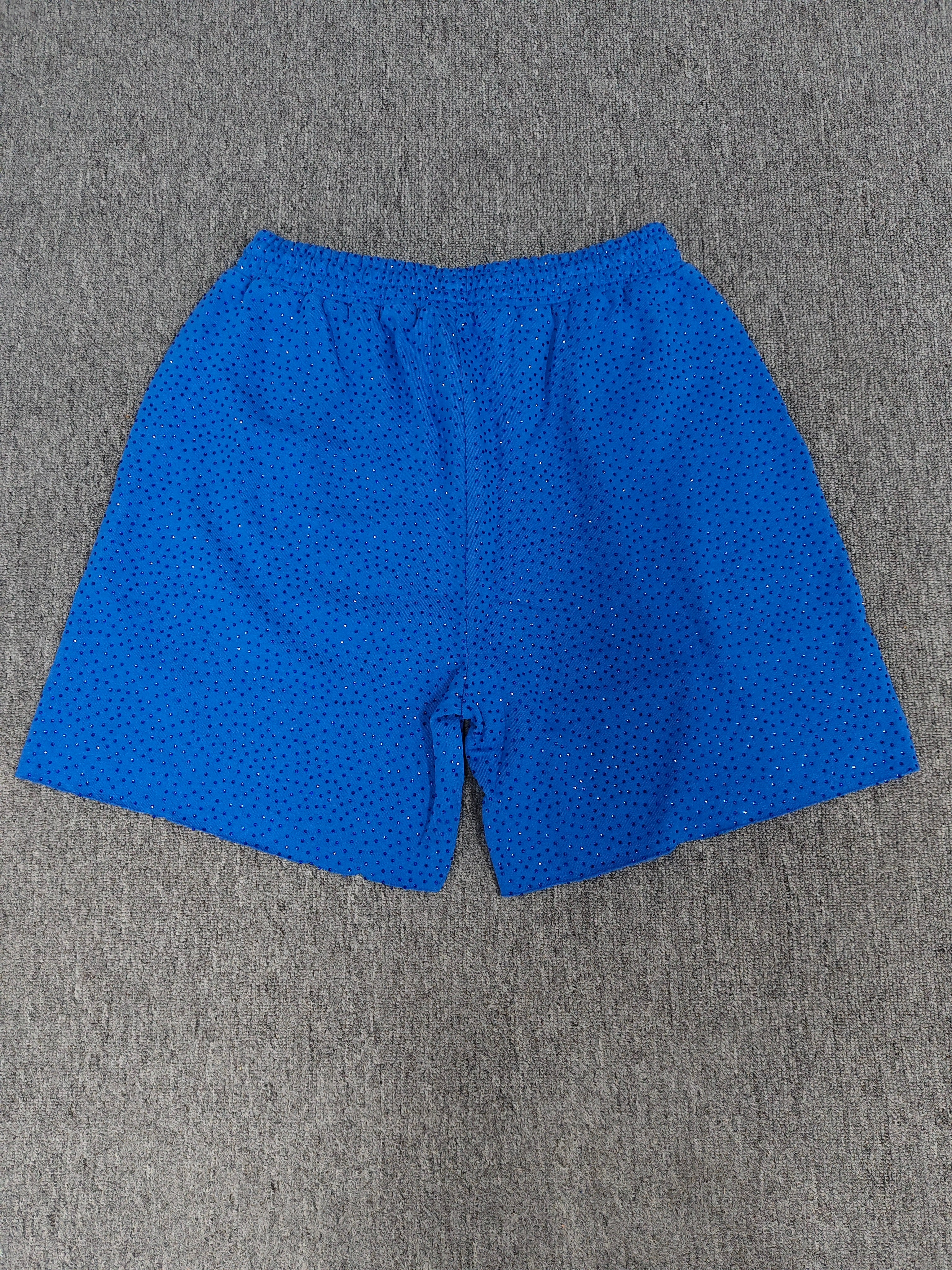 Multicolor Sp5der VVS shorts featuring all-over rhinestone details