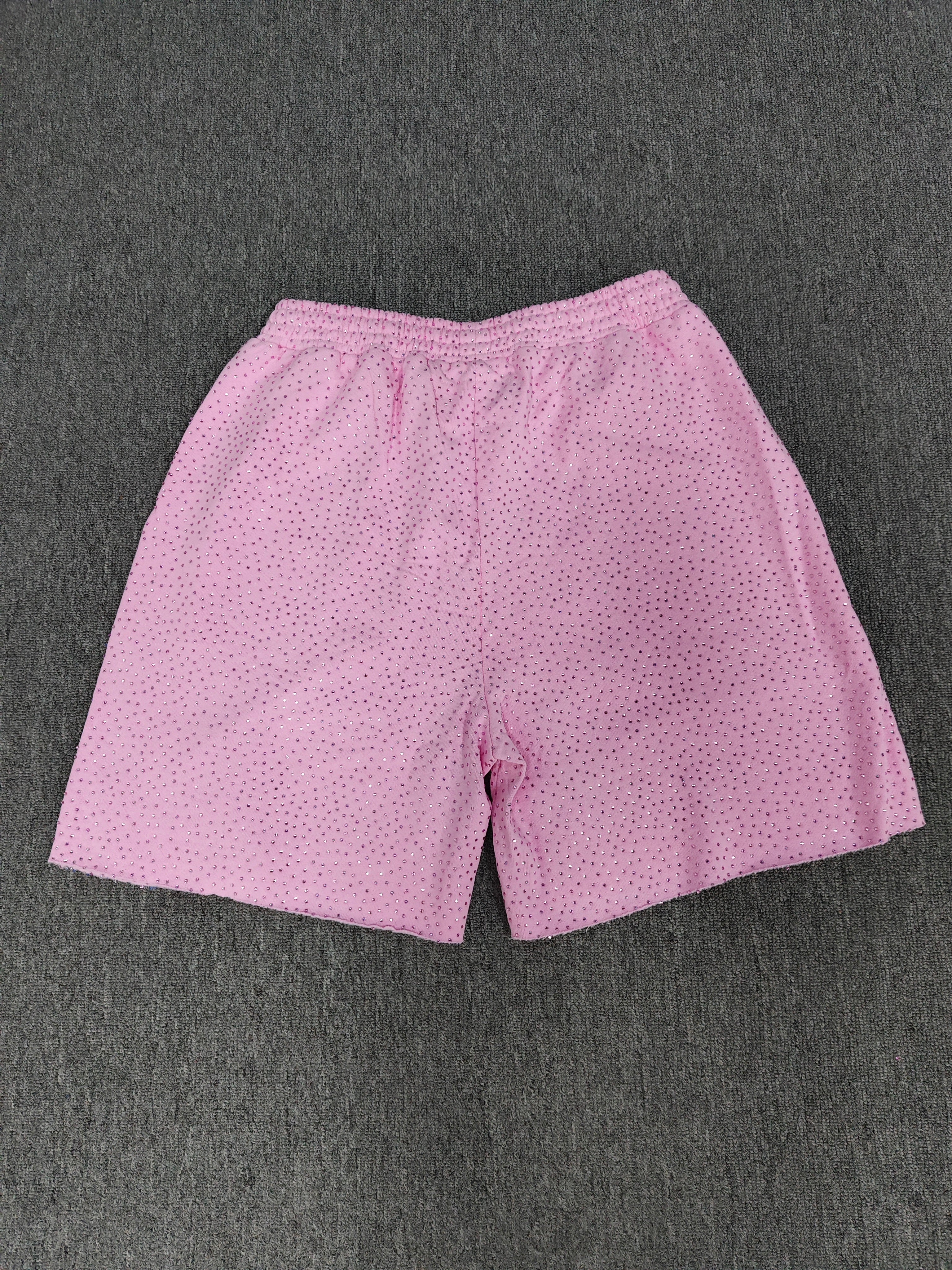 Multicolor Sp5der VVS shorts featuring all-over rhinestone details