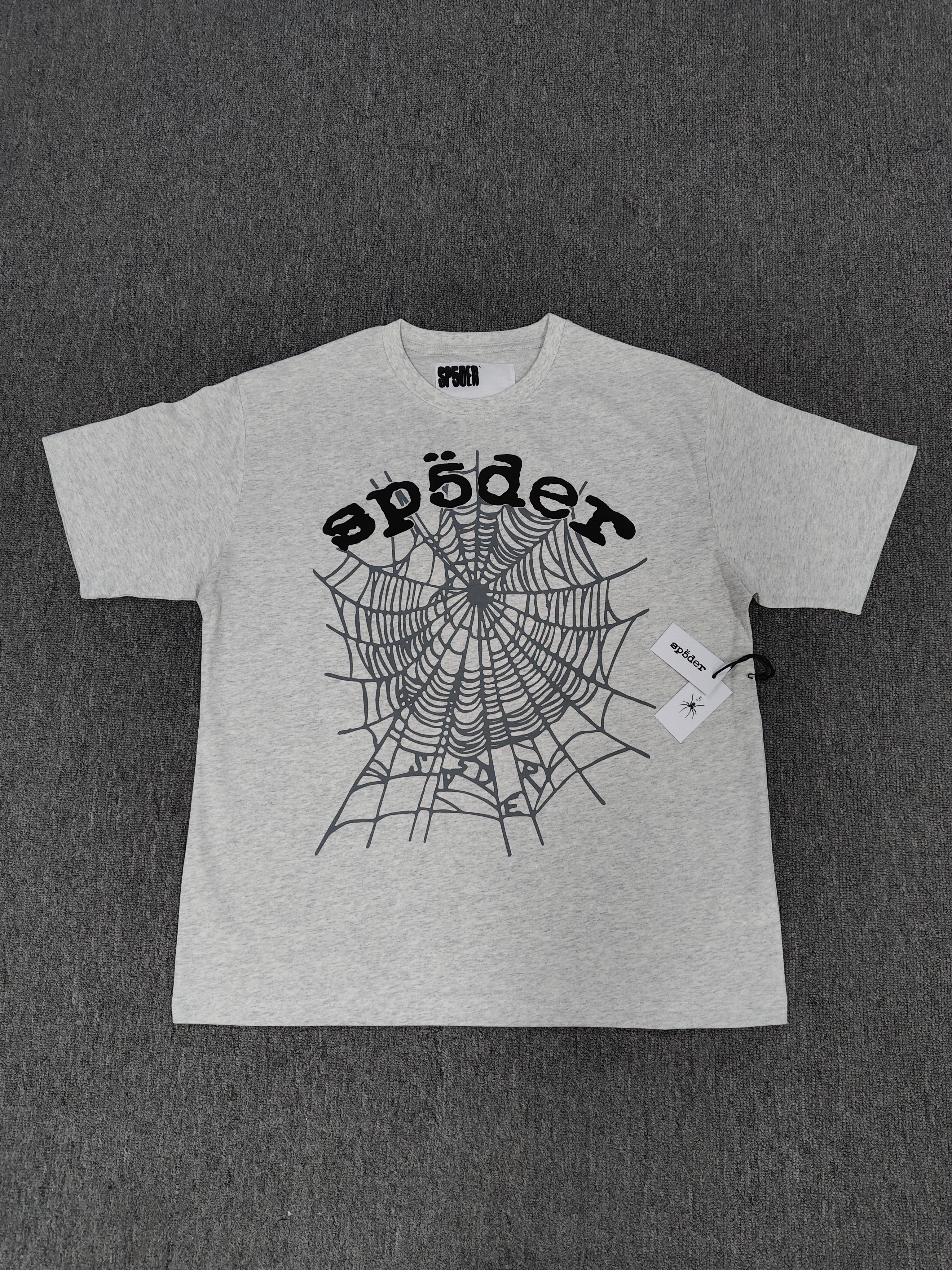 Sp5der shirts are featured in multiple colorways with prominent spiderweb branding