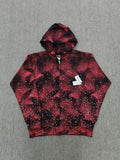 a Sp5der Star Plaid Full Zip Hoodie in a red and black plaid pattern