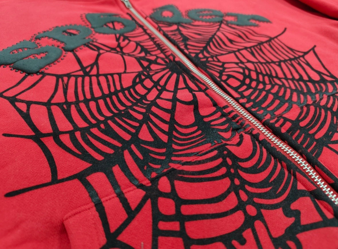 Sp5der OG Web Studded Zip
Hoodie 'Red'