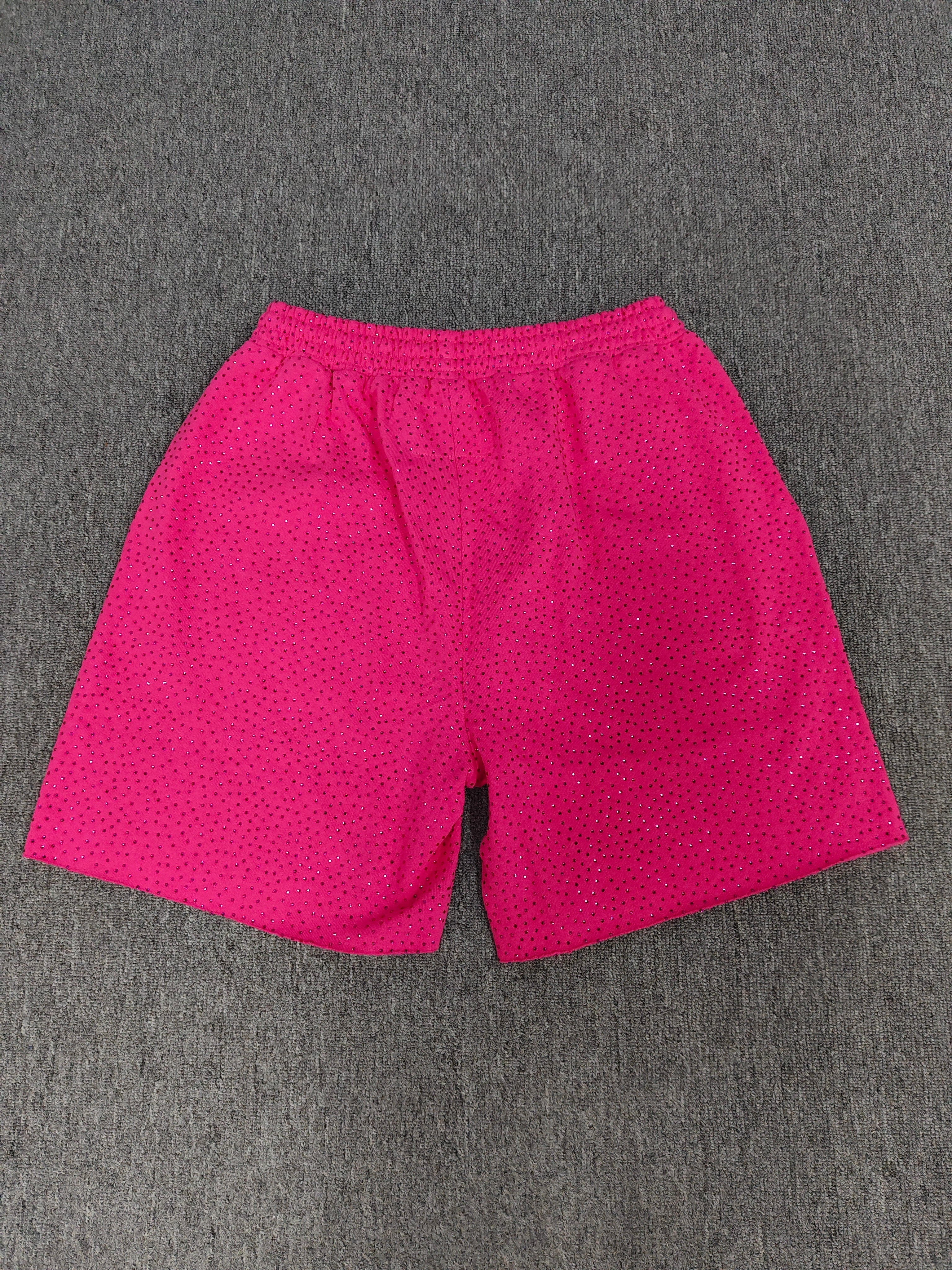 Multicolor Sp5der VVS shorts featuring all-over rhinestone details