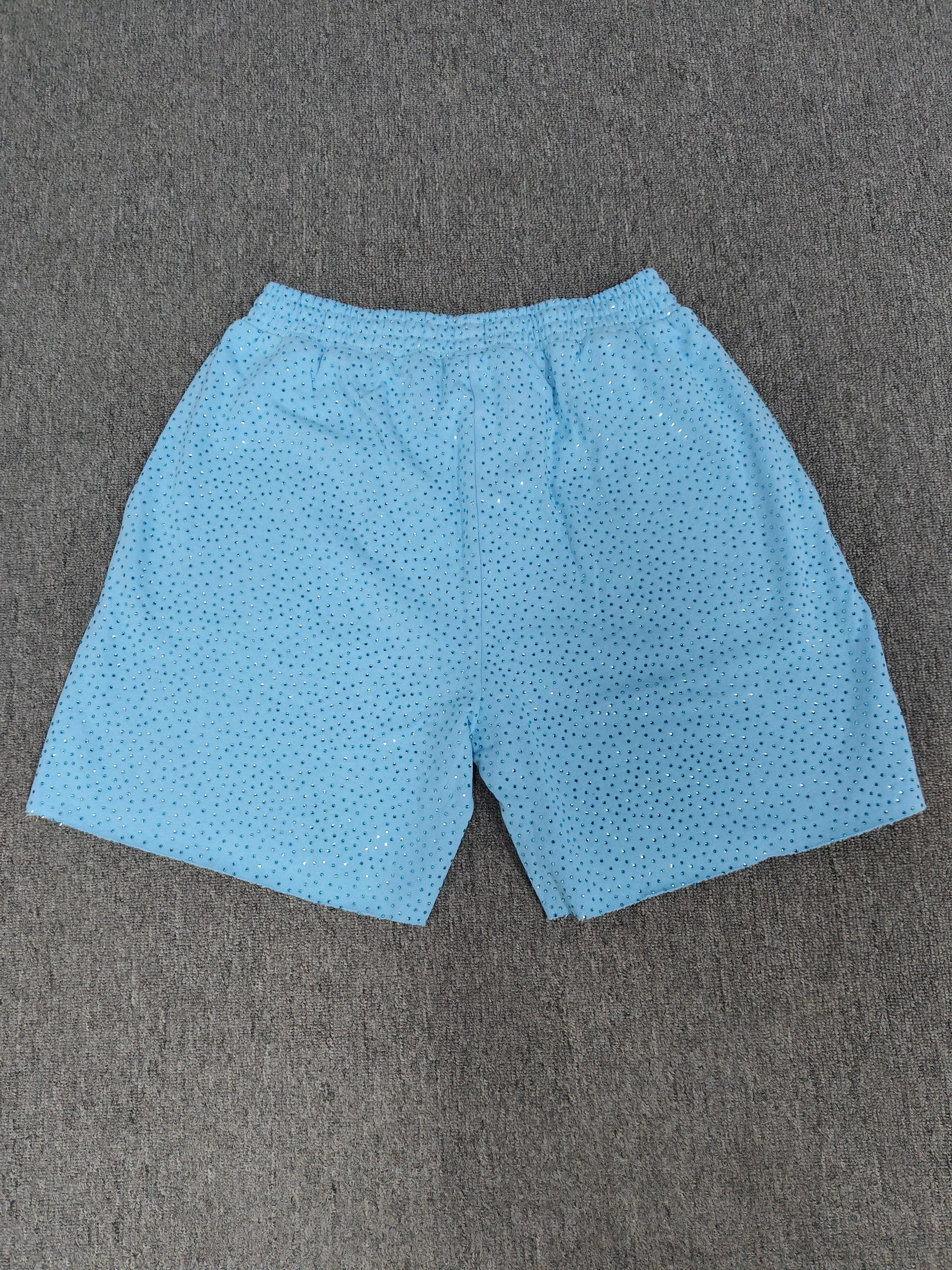 Multicolor Sp5der VVS shorts featuring all-over rhinestone details