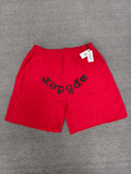 Sp5der rhinestone graphic shorts featuring a black arched logo across the front