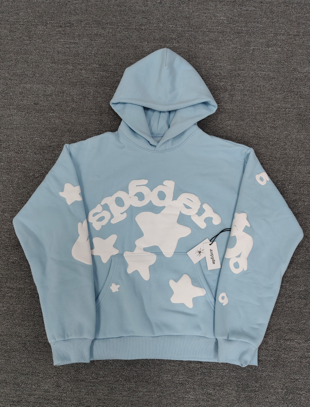 Sp5der Beluga V2 "Dusty Blue" hoodie.