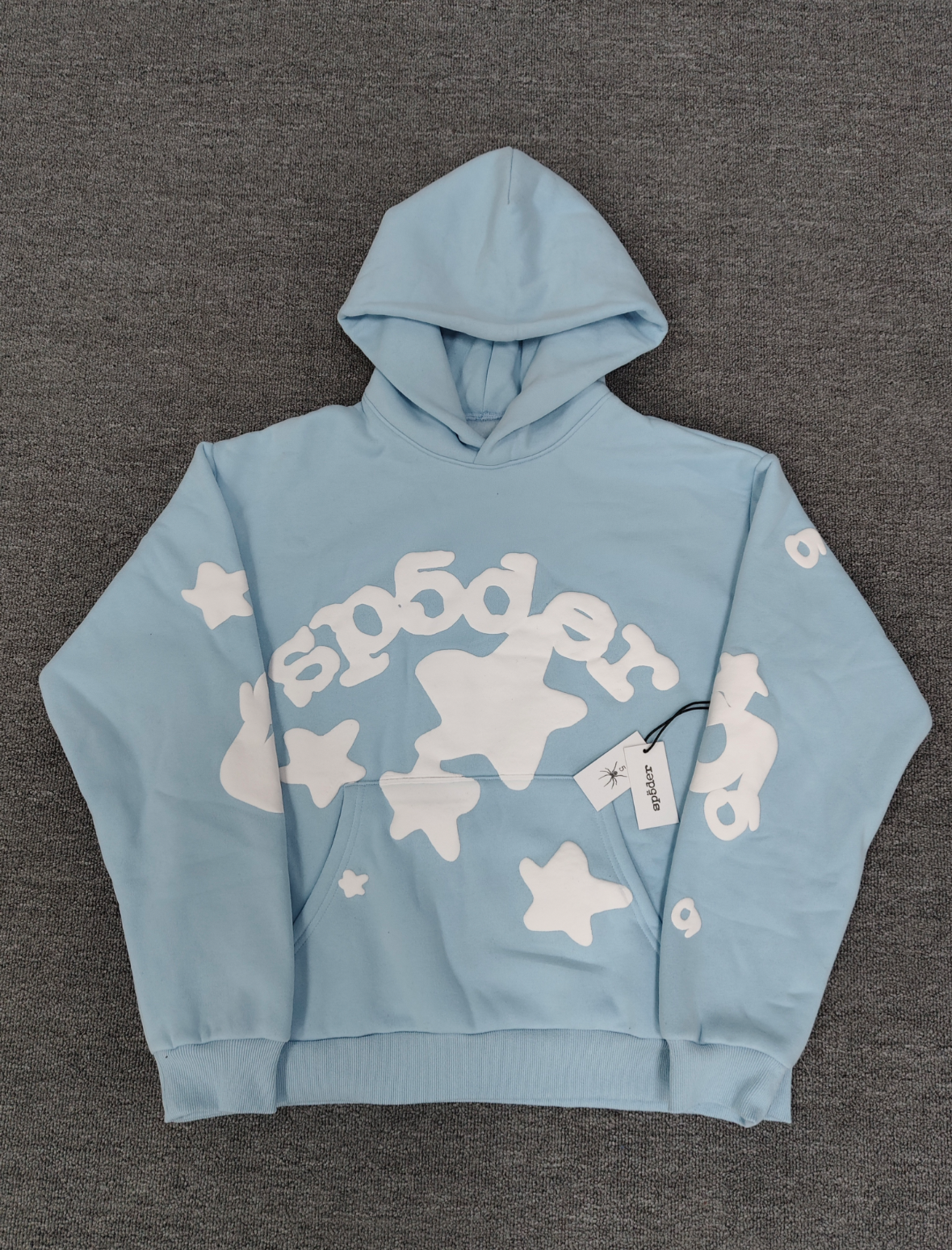 Sp5der Beluga V2 "Dusty Blue" hoodie.