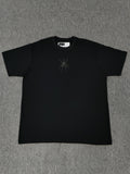 black Sp5der TM rhinestone tee features a central spider motif constructed from sparkling rhinestones