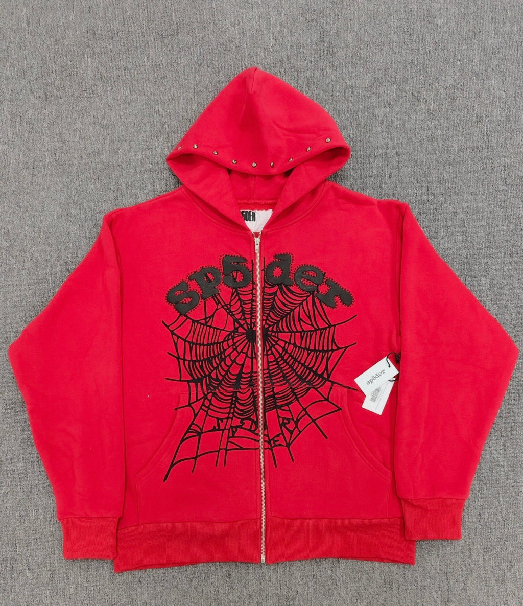 Sp5der OG Web Studded Zip
Hoodie 'Red'