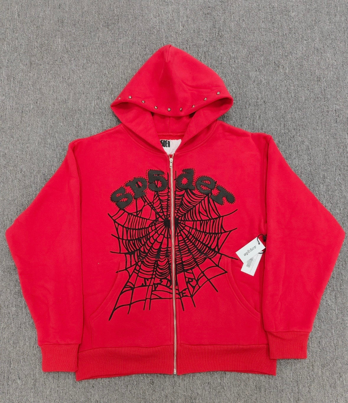 Sp5der OG Web Studded Zip
Hoodie 'Red'