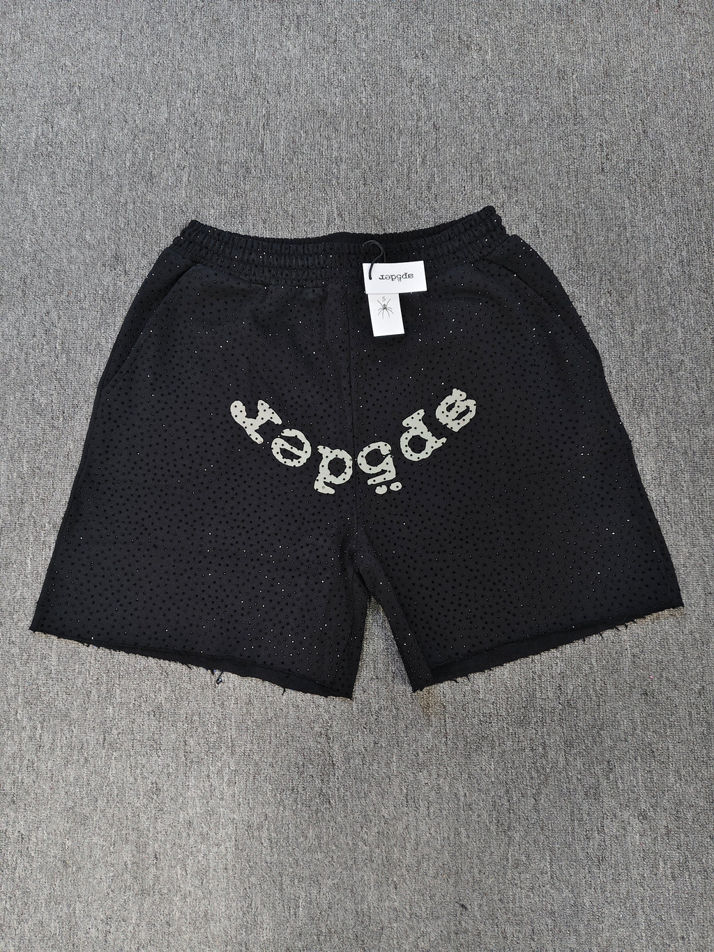 Multicolor Sp5der VVS shorts featuring all-over rhinestone details