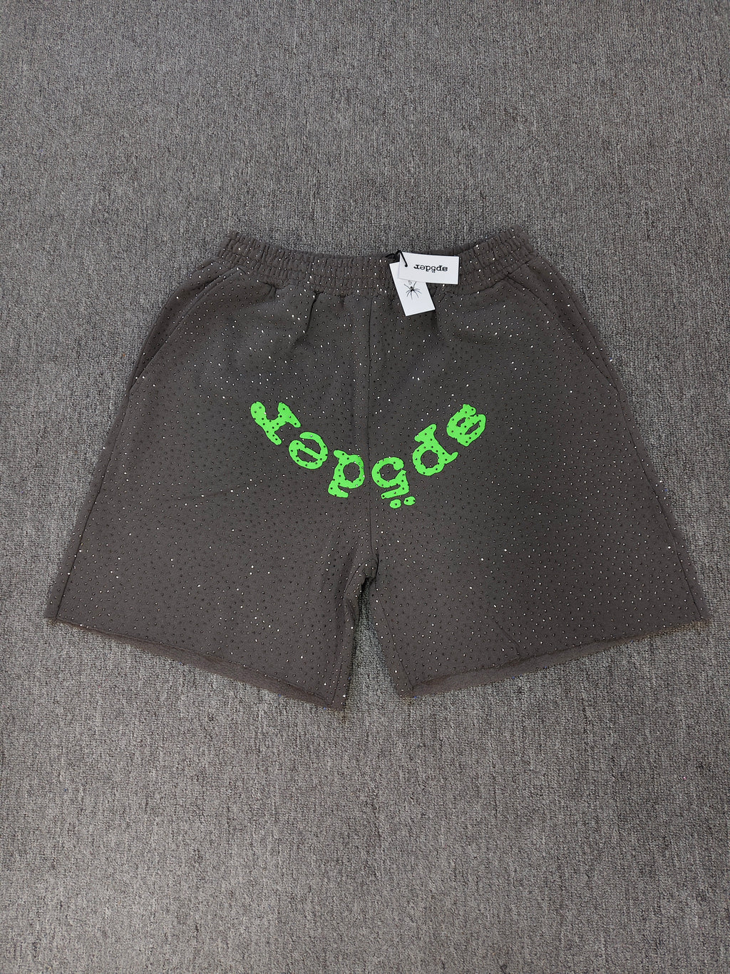 Multicolor Sp5der VVS shorts featuring all-over rhinestone details