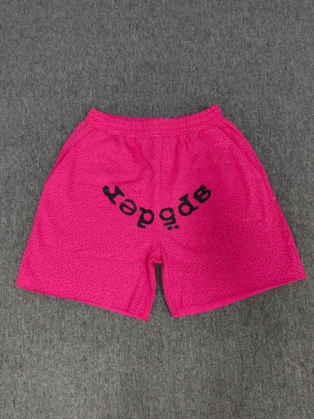 Multicolor Sp5der VVS shorts featuring all-over rhinestone details