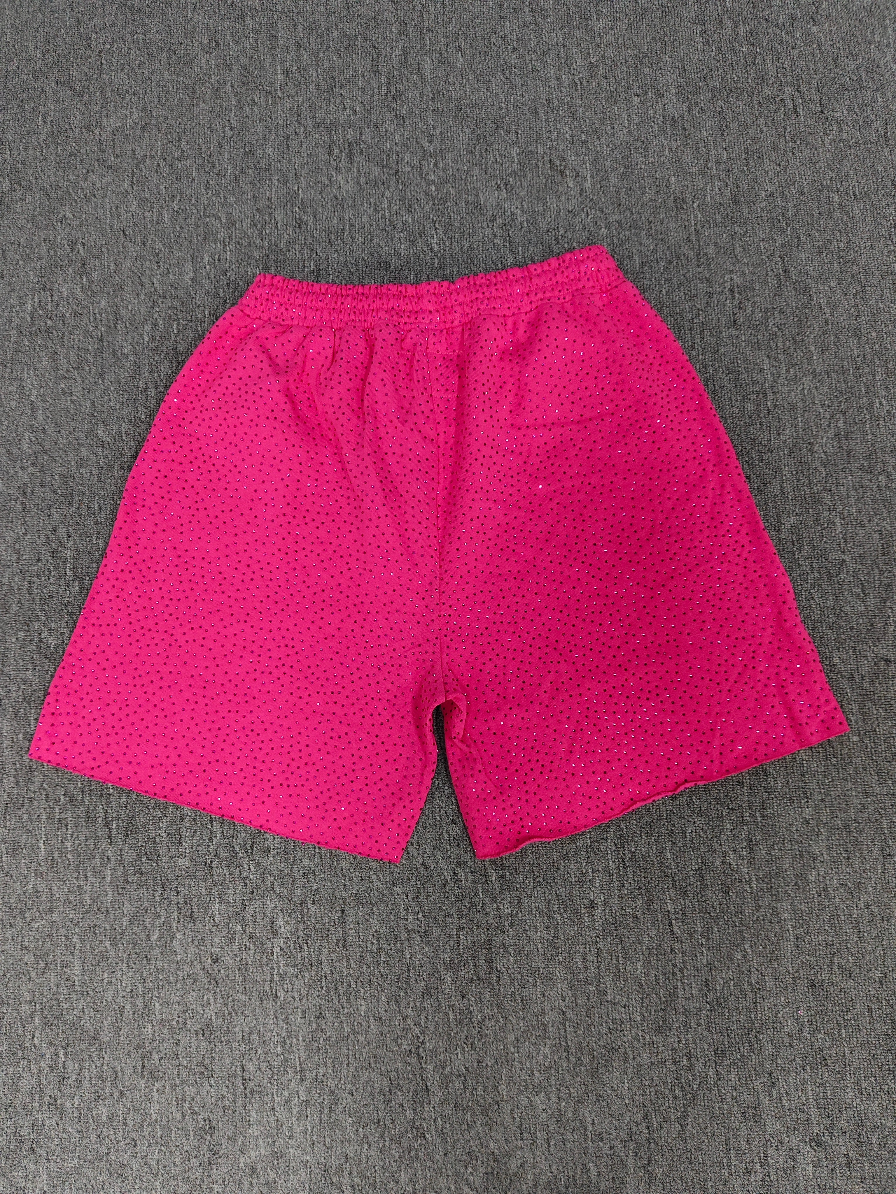 Multicolor Sp5der VVS shorts featuring all-over rhinestone details